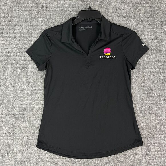 Nike Golf Shirt Womens Medium Black Polo‎ Dri Fit Performance Sundance - Picture 1 of 9